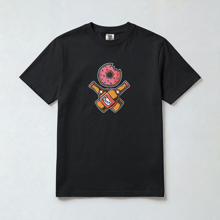Doughnut and Crossed Beer Bottles