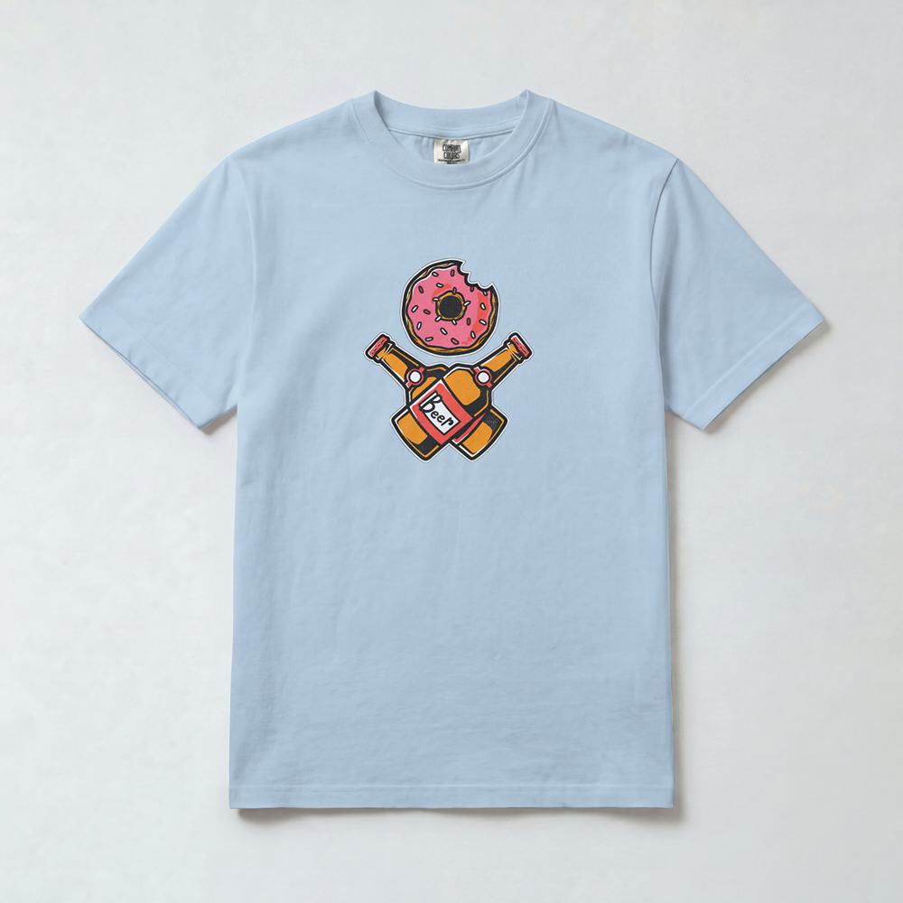 Doughnut and Crossed Beer Bottles