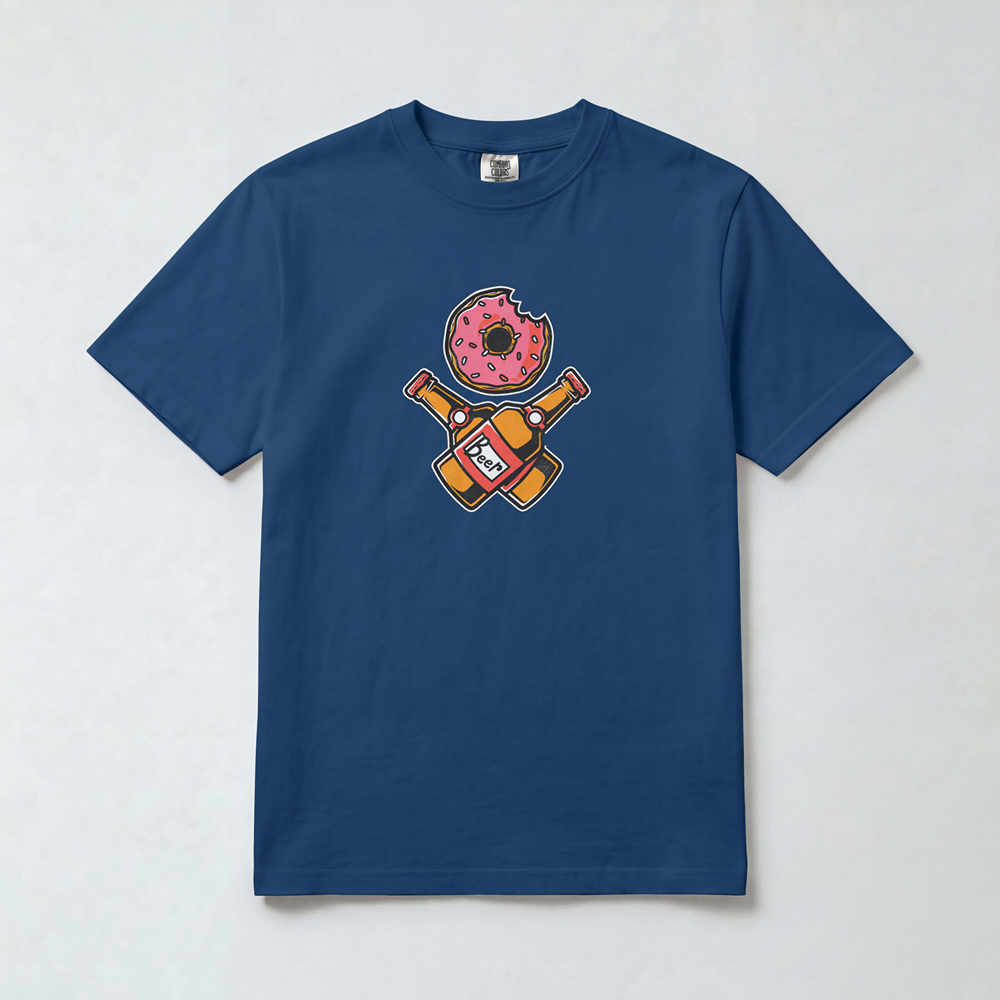 Doughnut and Crossed Beer Bottles