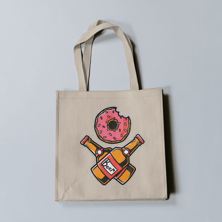 Doughnut and Crossed Beer Bottles
