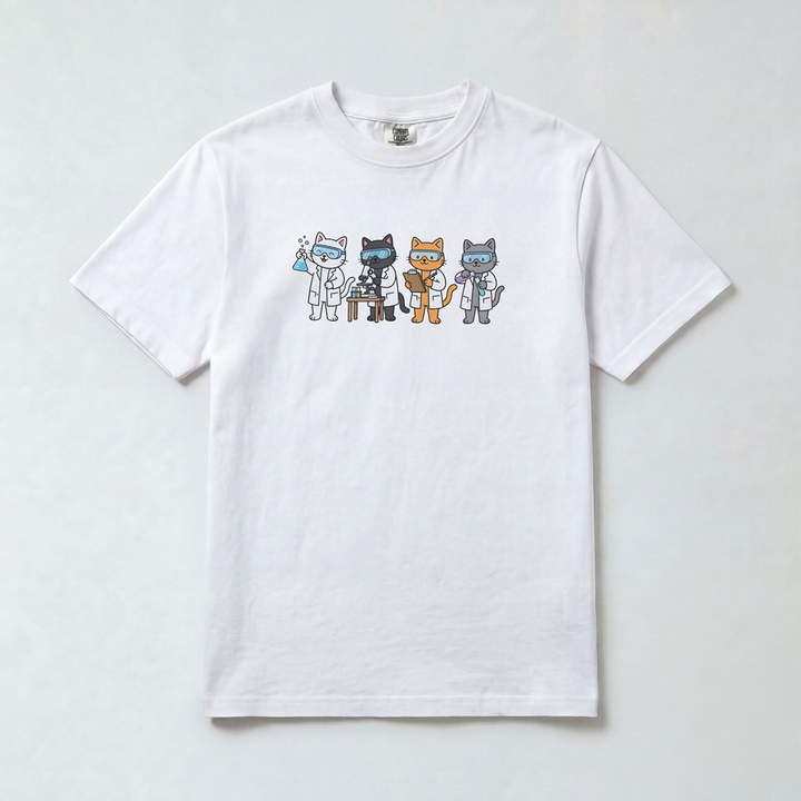 Four Cute Scientist Cats